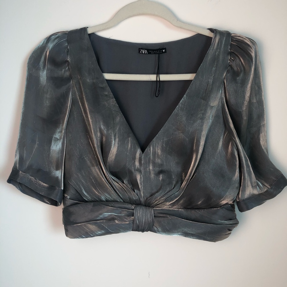 ZARA Crop Top size S silver/metallic Never worn